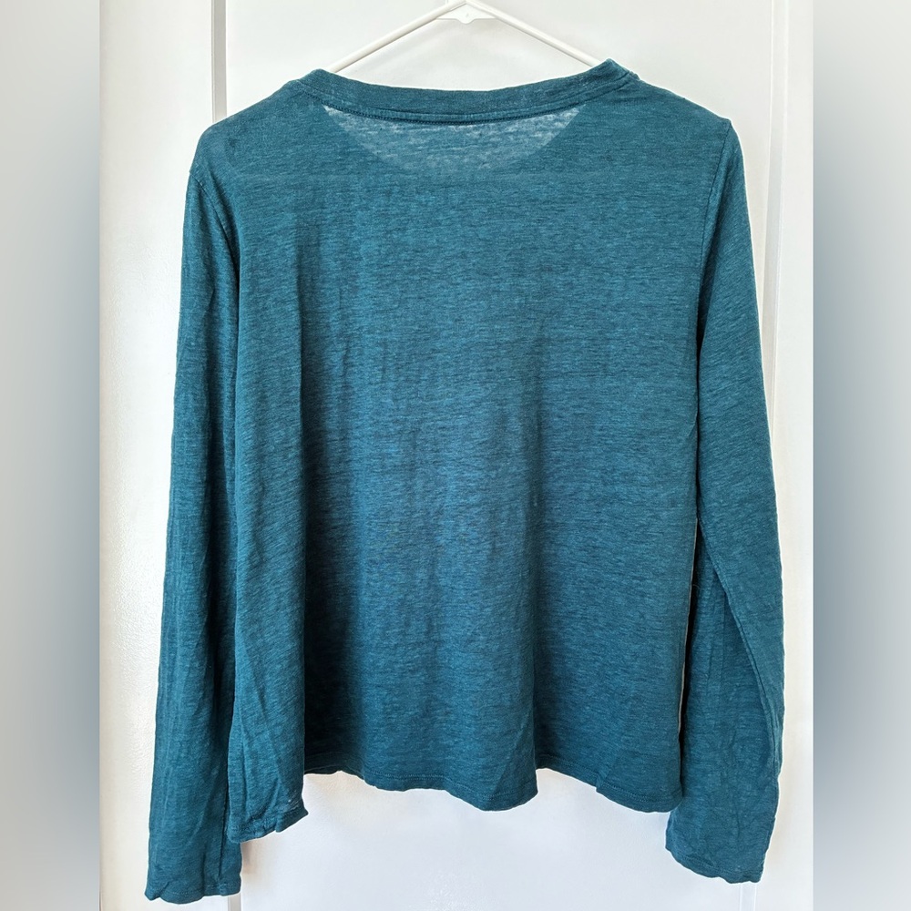 Eileen Fisher Long Sleeve Tee 100% Linen - Picture 2 of 4
